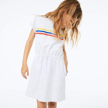 Lacoste Tricolor Stripe Drop Shoulder Dress - Šaty Dětské Šedé | CZ-MH0RZC